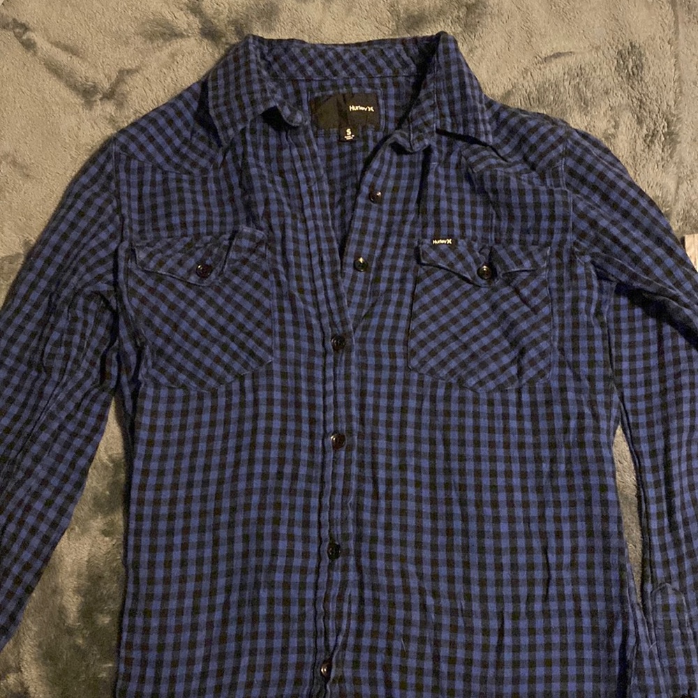 Dark blue and black flannel